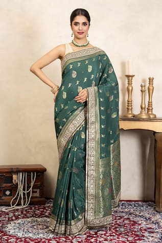 Zal From Benaras Banarasi Saree With Unstitched Blouse Piece 