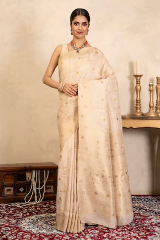 Zal From Benaras Silk Banarasi Saree With Unstitched Blouse Fabric 