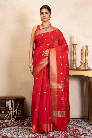 Zal From Benaras Banarasi Handloom Saree With Unstitched Blouse Piece 