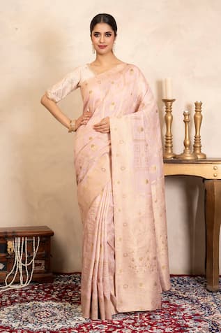 Zal From Benaras Banarasi Handloom Saree With Unstitched Blouse Piece 