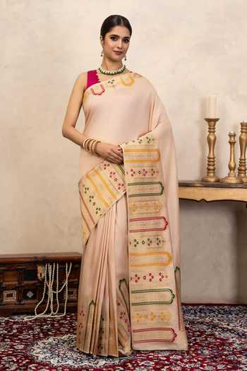 Zal From Benaras Banarasi Handloom Saree With Unstitched Blouse Fabric 