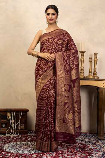 Zal From Benaras Silk Banarasi Saree With Unstitched Blouse Fabric 
