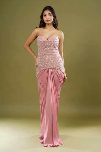 COUTURE BY NIHARIKA Embroidered Corset With Draped Skirt 