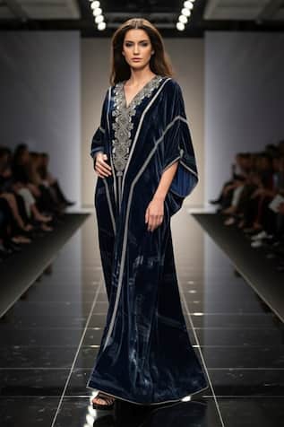 Nikita Mhaisalkar Swirl Print & Embroidered Kaftan 