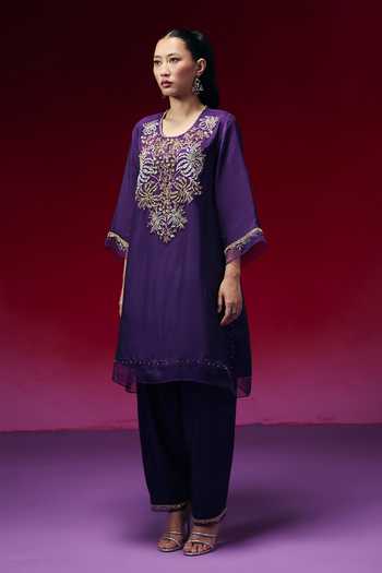 One Not Two Hand Embroidered Yoke Kurta & Salwar Set 