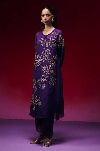 One Not Two Floral Cluster Embroidered Kurta & Pant Set 
