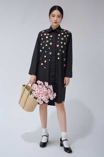 Studio Moda India Embellished 3-Pleated Dress 