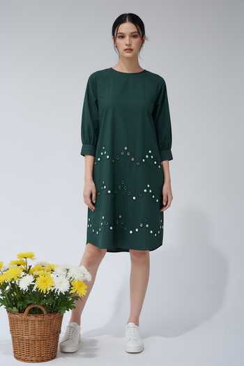 Studio Moda India Eyelet Embellished Shift Dress 