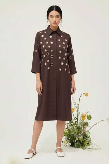 Studio Moda India Eyelet Embellished Midi Dress 