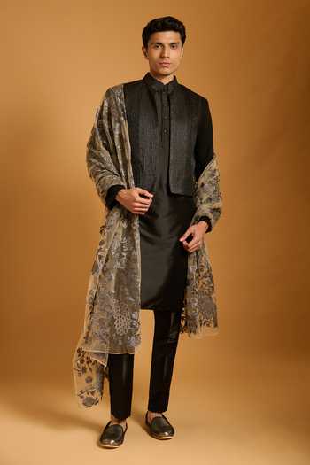 Siddartha Tytler Gradient Thread Work Jacket Kurta Set 
