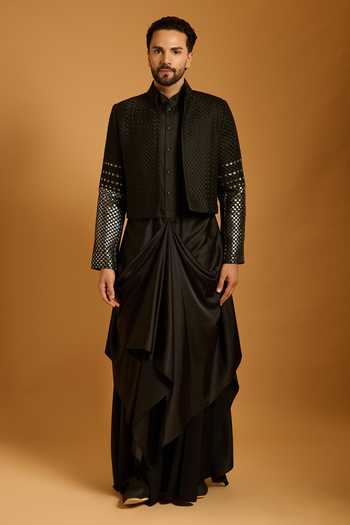 Siddartha Tytler Gunmental Highlighted Sleeves Jacket 