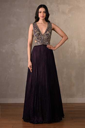 Onaya Zardosi Sequins Mirror Metallic Thread Gown 