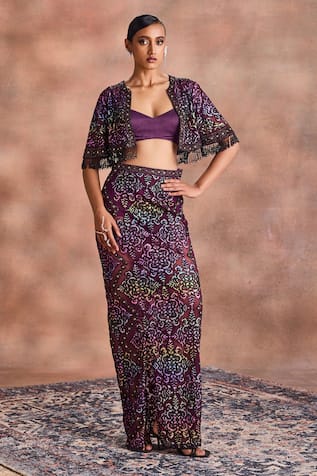 Supria Munjal Cutwork Open Jacket & Skirt Set 