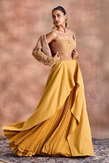 Supria Munjal Embroidered Cropped Jacket Lehenga Set 