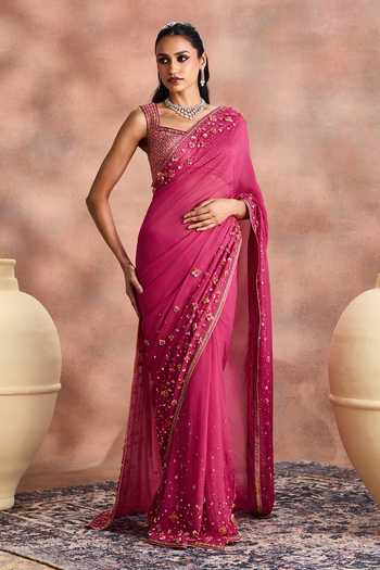Supria Munjal Embellished Sheer Saree With Blouse 