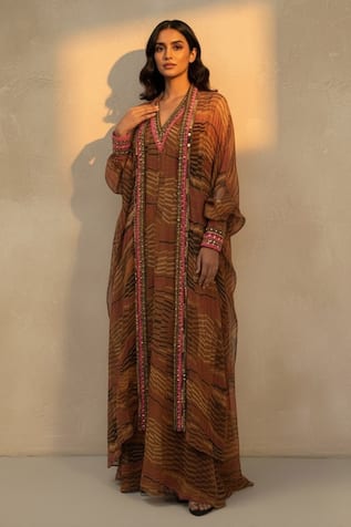 Nikita Mhaisalkar Printed Maxi Dress With Jacket 