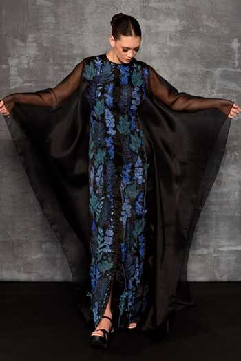 Samant Chauhan Botanical Embroidered Dress 