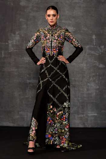 Samant Chauhan Botanical Embroidered Jacket & Pant Set 
