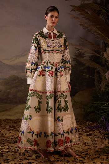 Samant Chauhan Floral Tapestry Gown 