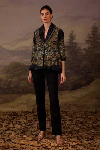 Samant Chauhan Floral Embroidered Jacket & Pant Set 