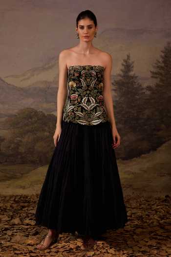 Samant Chauhan Bandeau Corset With Flared Skirt 