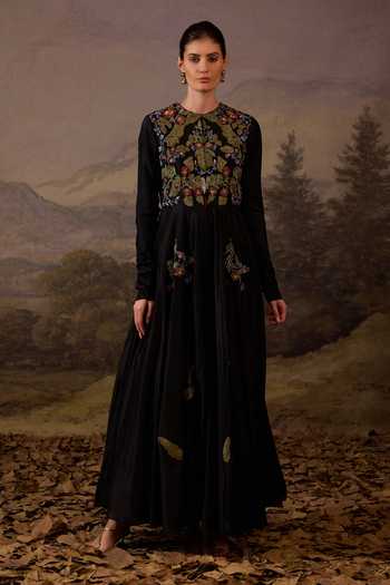 Samant Chauhan Floral Embroiderd Anarkali Gown 