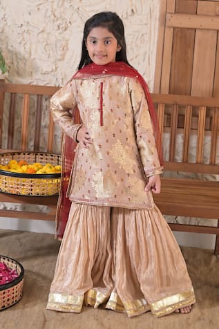 The Plum Bum Floral Pattern Kurta Sharara Set 