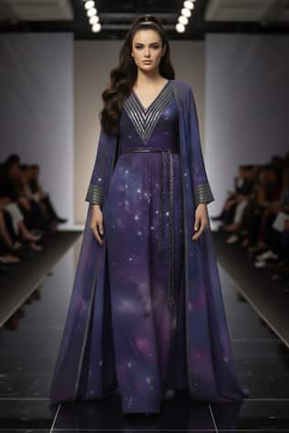 Nikita Mhaisalkar Galaxy Print Dress With Jacket 