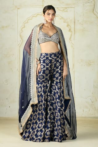 Gopi Vaid Farhat Embroidered Blouse Sharara Set 
