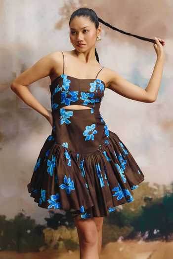 ZiP by Payal & Zinal Dune Floral Pattern Fit & Flared Dress 