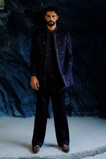 Jatin Malik Midnight Bandhgala Bling Set 