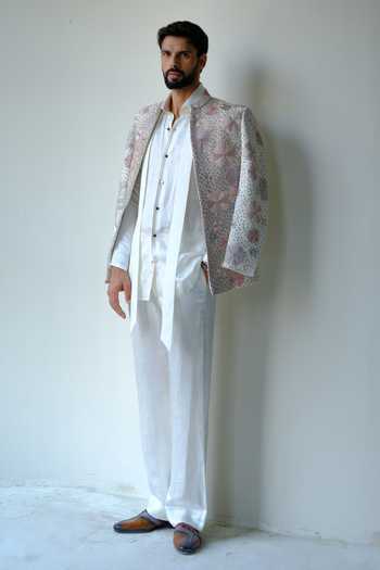 Jatin Malik Blush Pink Divine Short Jacket & Kurta Set 