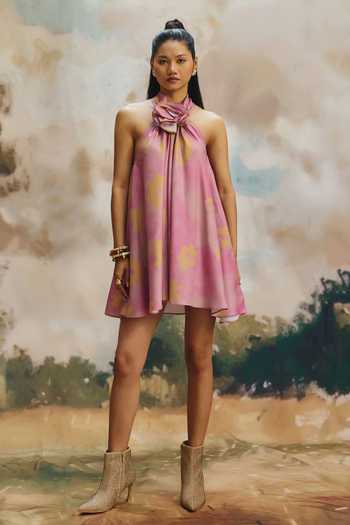 ZiP by Payal & Zinal Flora Breezy Halter Mini Dress 
