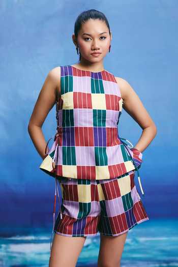 ZiP by Payal & Zinal Echo Checkered Top & Shorts Co-ord Set 