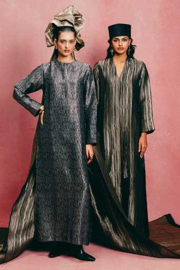 Ekaya Banaras Banarasi Emboss Handwoven Silk Kaftan 