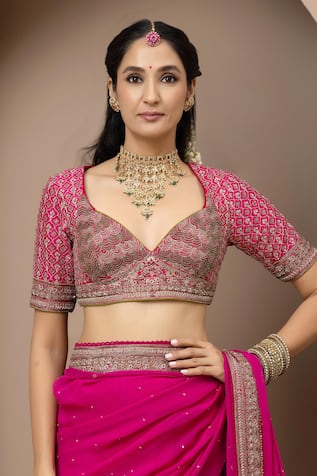 Monika Mathuria Datta Aangi Embroidered Raw Silk Blouse 