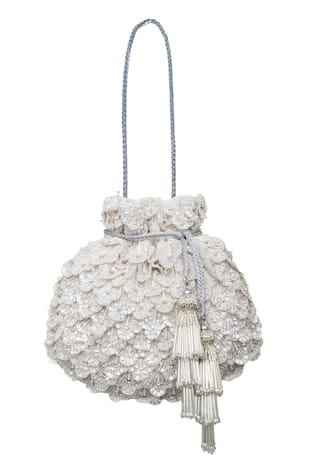 SG Collection By Sonia Gulrajani 3D Pearl Embellished Scalloped Pattern Potli 