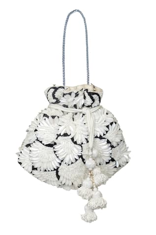 SG Collection By Sonia Gulrajani Swan Floral Embellished Potli Bag 