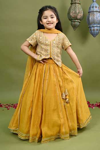 Taber Tikri Mirror Embroidery Pure Chanderi Lehenga Set 