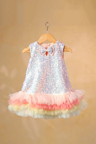 Casa Ninos Sequined Ruffle Layered Dress 