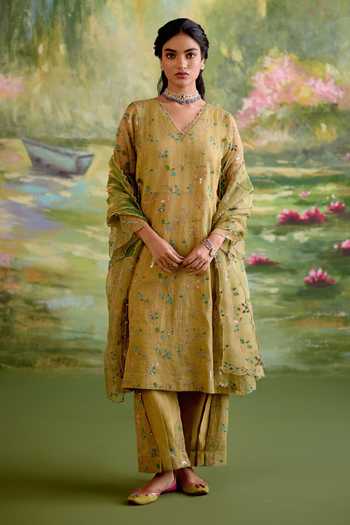 Naaz By Noor Jor Baagh Soft Green Chanderi Kurta Set 