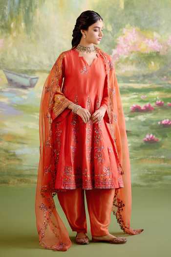 Naaz By Noor Jor Baagh Embroidered Anarkali Set in Chanderi & Organza 
