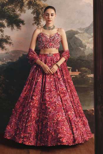 Payal & Zinal Embroidered Georgette Lehenga Set with Blouse & Dupatta 