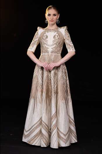 Samant Chauhan Art Deco Embroidered Gown 