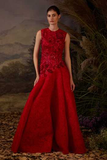 Samant Chauhan Organza Silk & Cotton Silk Embroidered Gown 