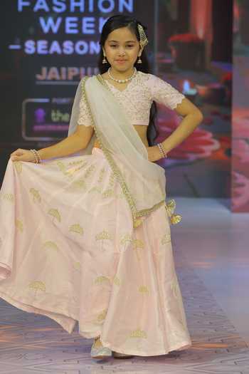 Yuvraani Jaipur Spun Silk Lehenga Set with Blouse and Dupatta 