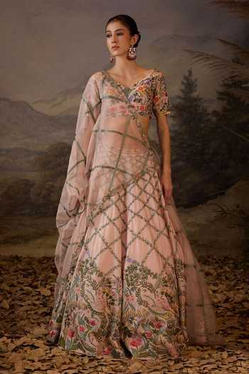 Samant Chauhan Embroidered Floral Cotton Silk Lehenga Set 