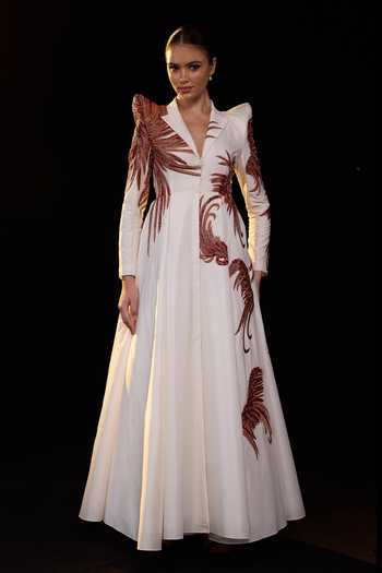 Samant Chauhan Cotton Silk Embroidered Gown 