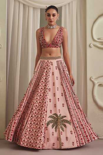 Payal & Zinal Printed Net Freezy Twill Blouse & Lehenga Set 