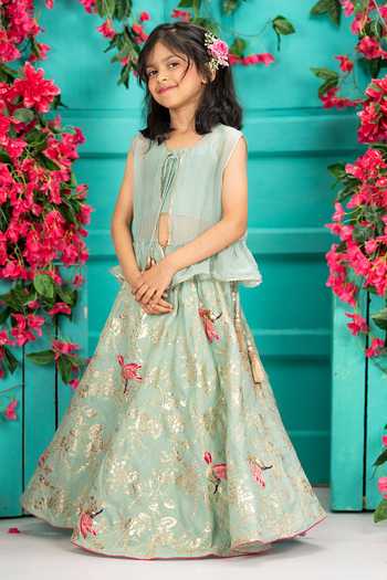 Shruti Jalan Bird Embroidered Chanderi Lehenga Set 